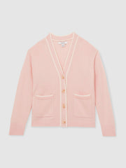 Children & Baby 9-13 yrs Wool-Blend Tipped Cardigan in Pink