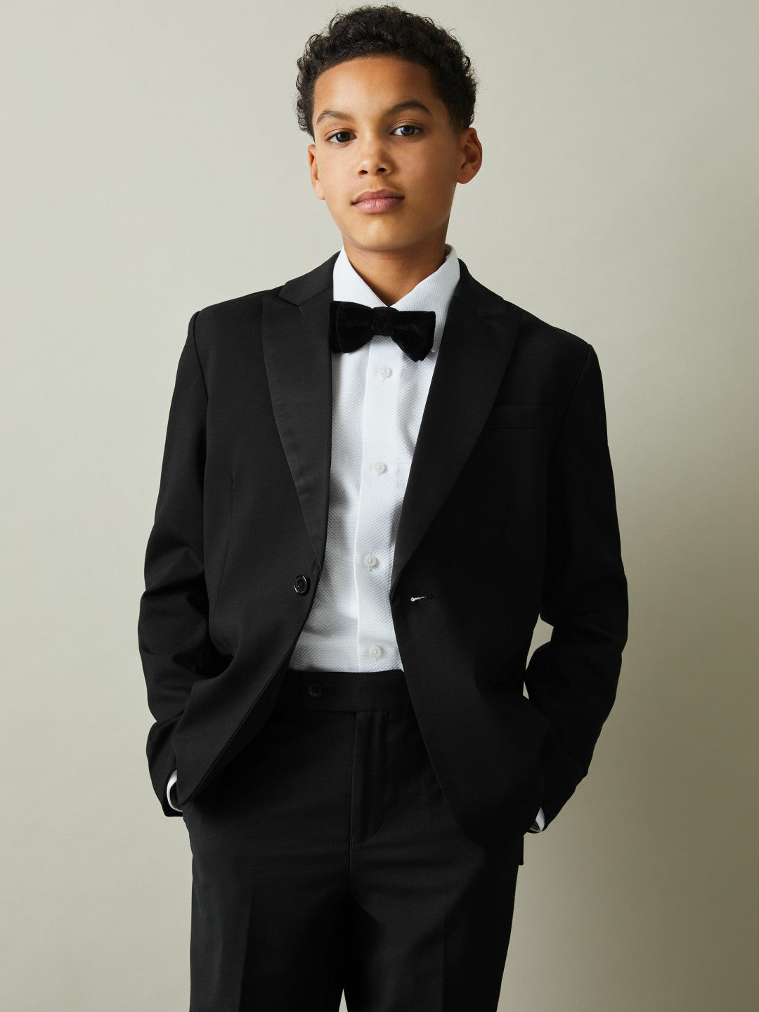 Children & Baby 9-13 yrs Tuxedo Satin Single Breasted Blazer in Black