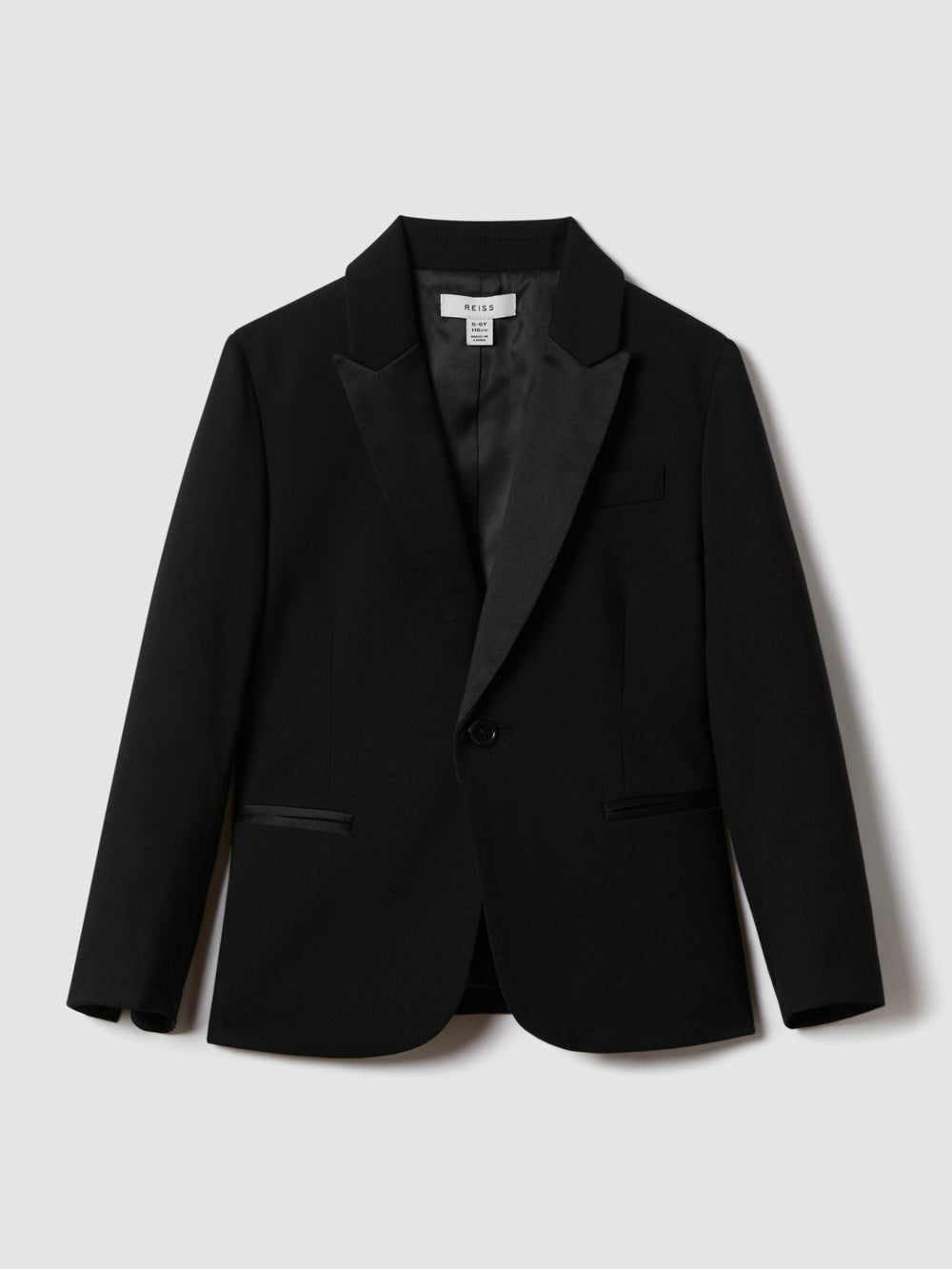 Children & Baby 3-9 yrs Tuxedo Satin Single Breasted Blazer in Black