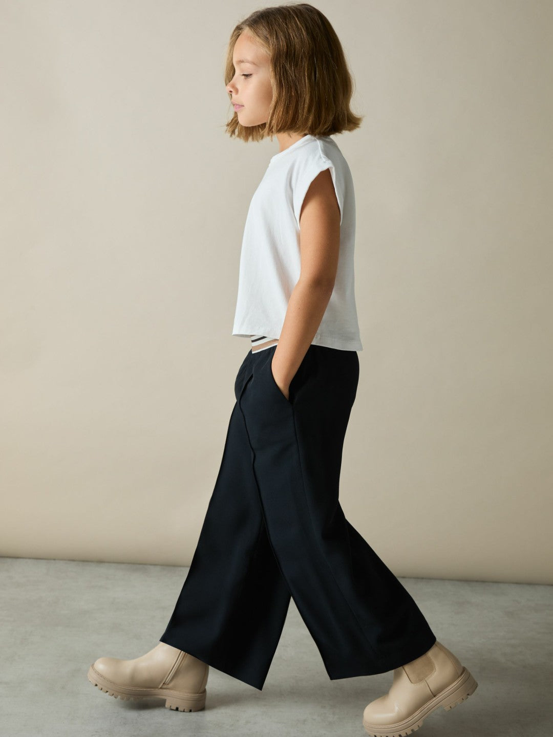 Children & Baby 9-13 yrs Stripe-Waistband Wide-Leg Trousers in Navy