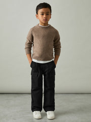 Children & Baby 3-9 yrs 100% Cotton Straight Leg Cargo Trousers in Black