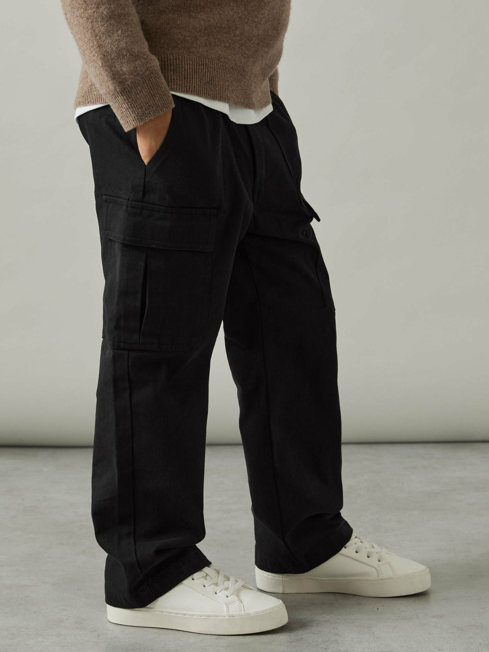 Children & Baby 3-9 yrs 100% Cotton Straight Leg Cargo Trousers in Black