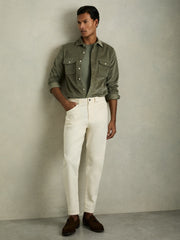 Men Cotton Crew Neck T-Shirt in Dark Sage