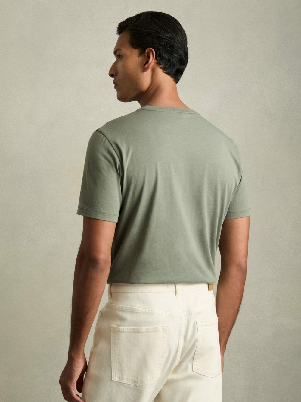 Men Cotton Crew Neck T-Shirt in Dark Sage