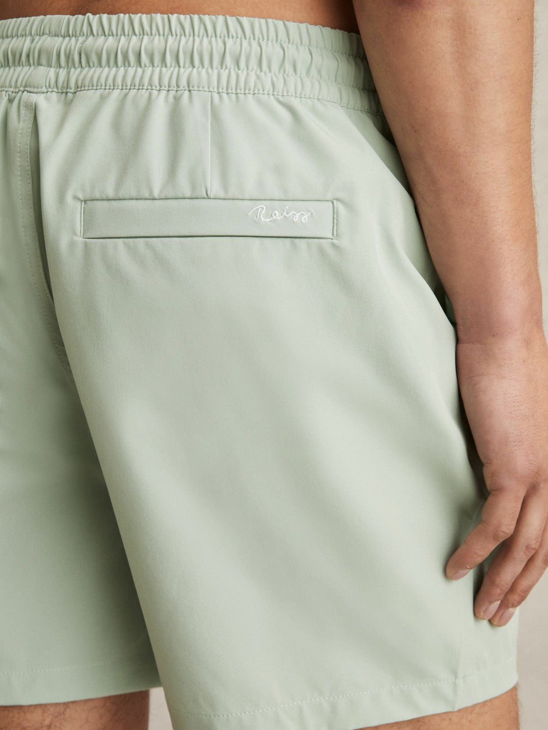 Men Drawstring Swim Shorts in Mint Green