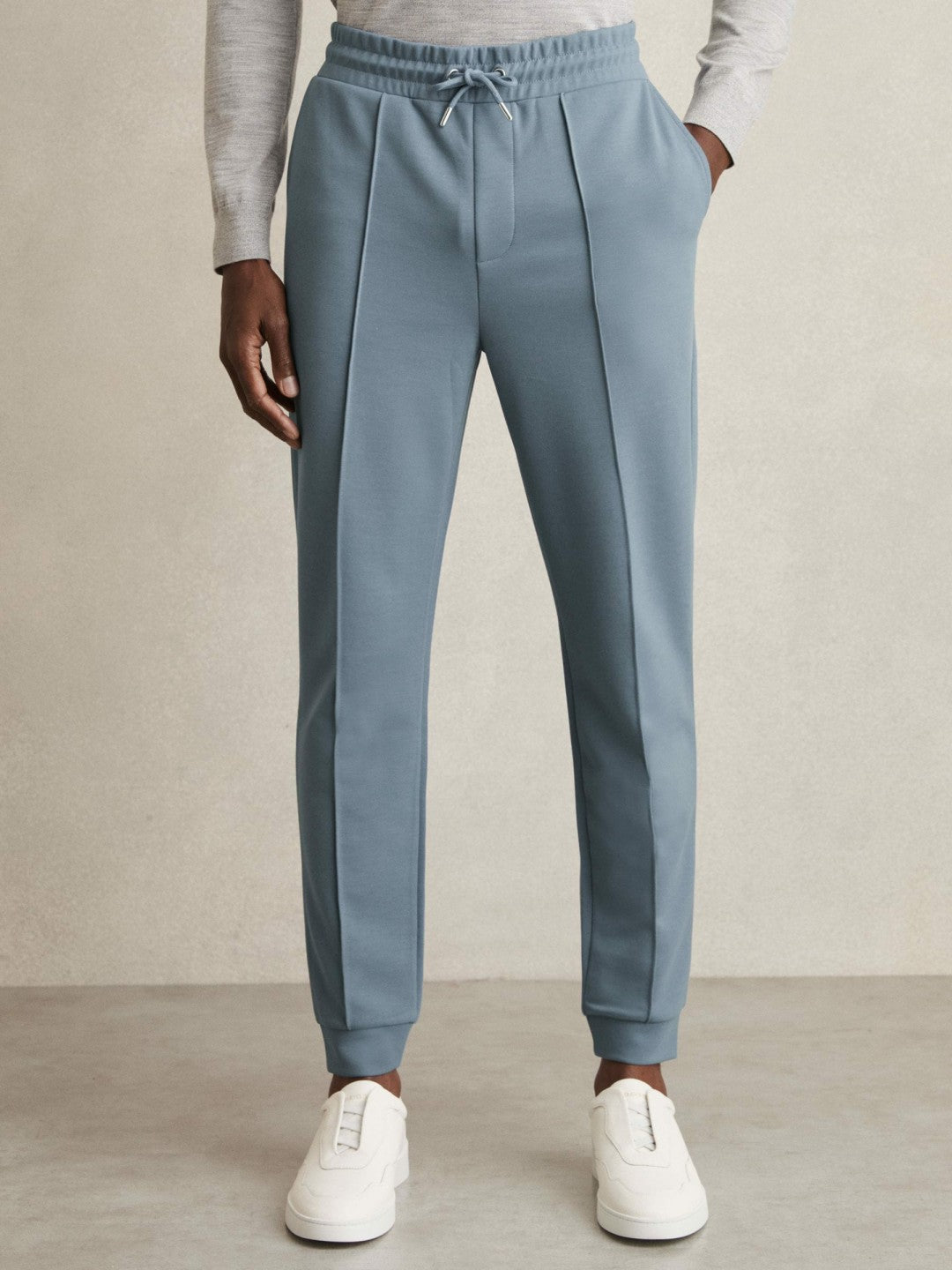 Men Drawstring Jersey Joggers in Airforce Blue