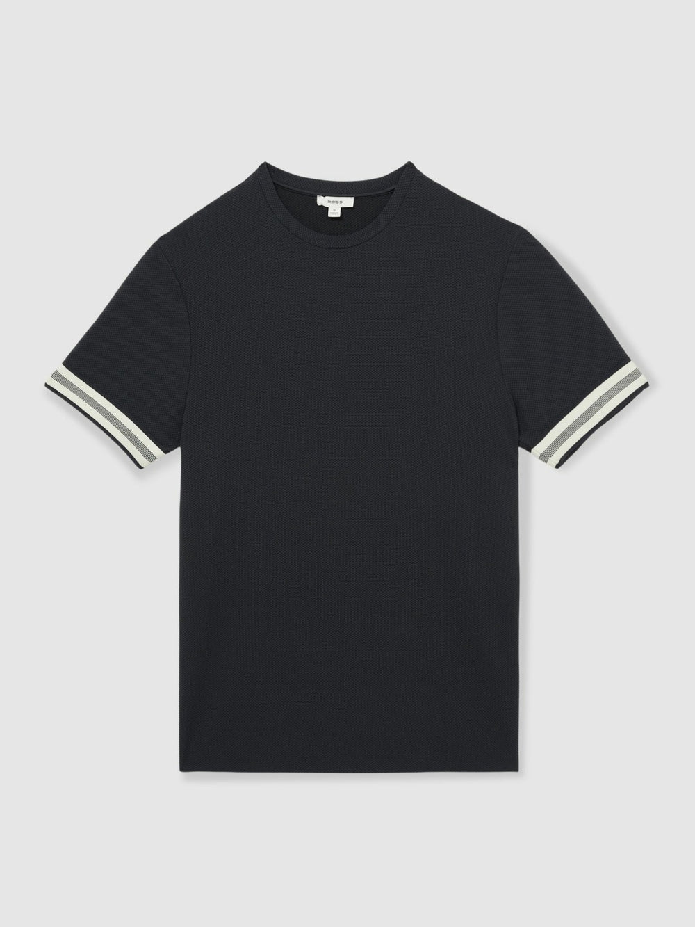 Men Tape-Cuff Textured T-Shirt in Navy