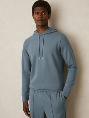 Men Interlock Jersey Drawstring Hoodie in Airforce Blue