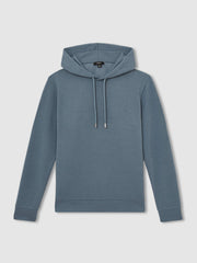 Men Interlock Jersey Drawstring Hoodie in Airforce Blue