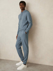 Men Interlock Jersey Drawstring Hoodie in Airforce Blue