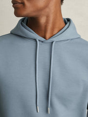 Men Interlock Jersey Drawstring Hoodie in Airforce Blue