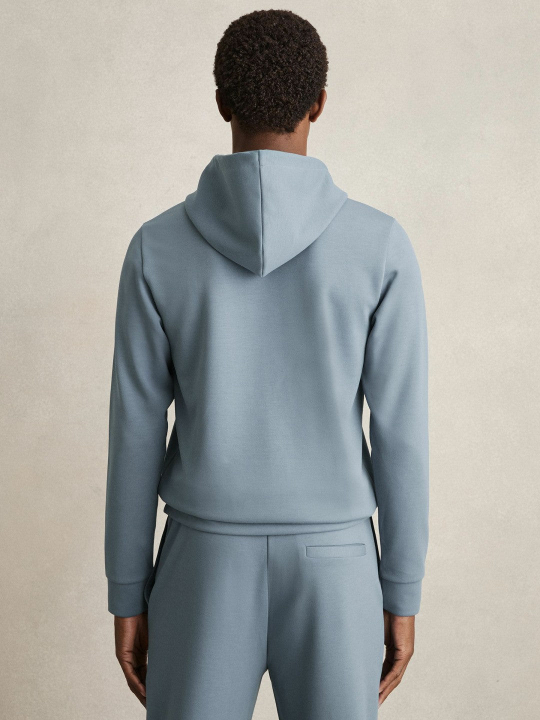 Men Interlock Jersey Drawstring Hoodie in Airforce Blue