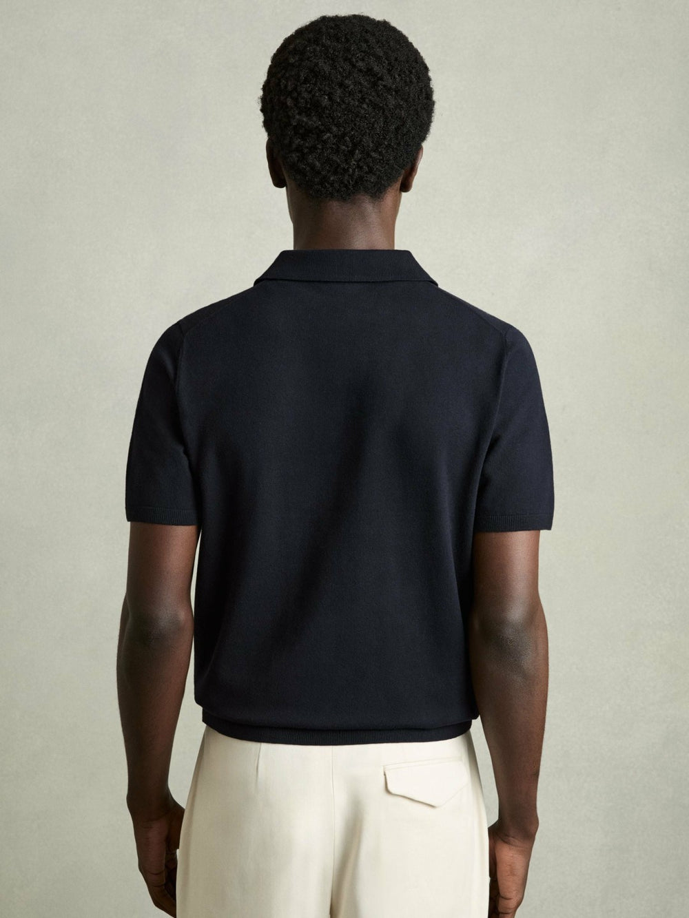 Men Contrast-Placket Polo Shirt With Cotton in Navy