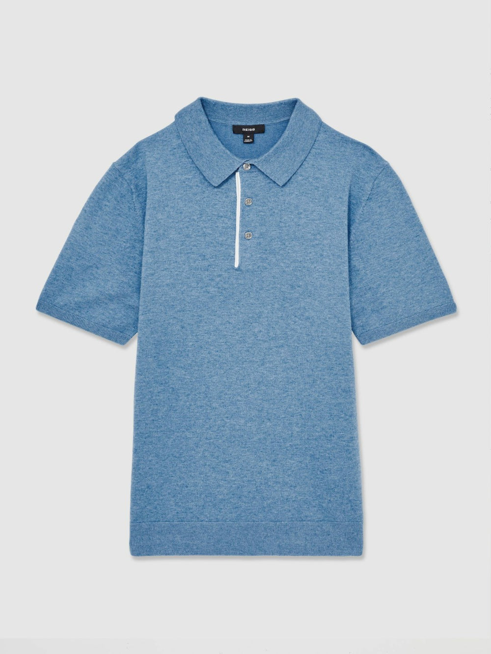 Men Contrast-Placket Polo Shirt With Cotton in Blue