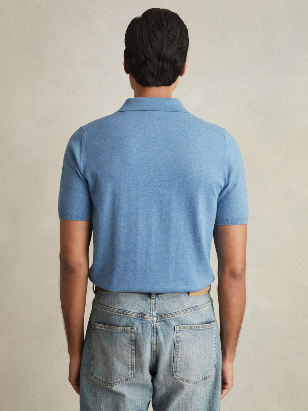 Men Contrast-Placket Polo Shirt With Cotton in Blue