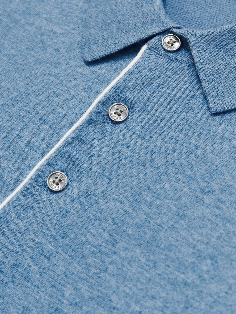 Men Contrast-Placket Polo Shirt With Cotton in Blue