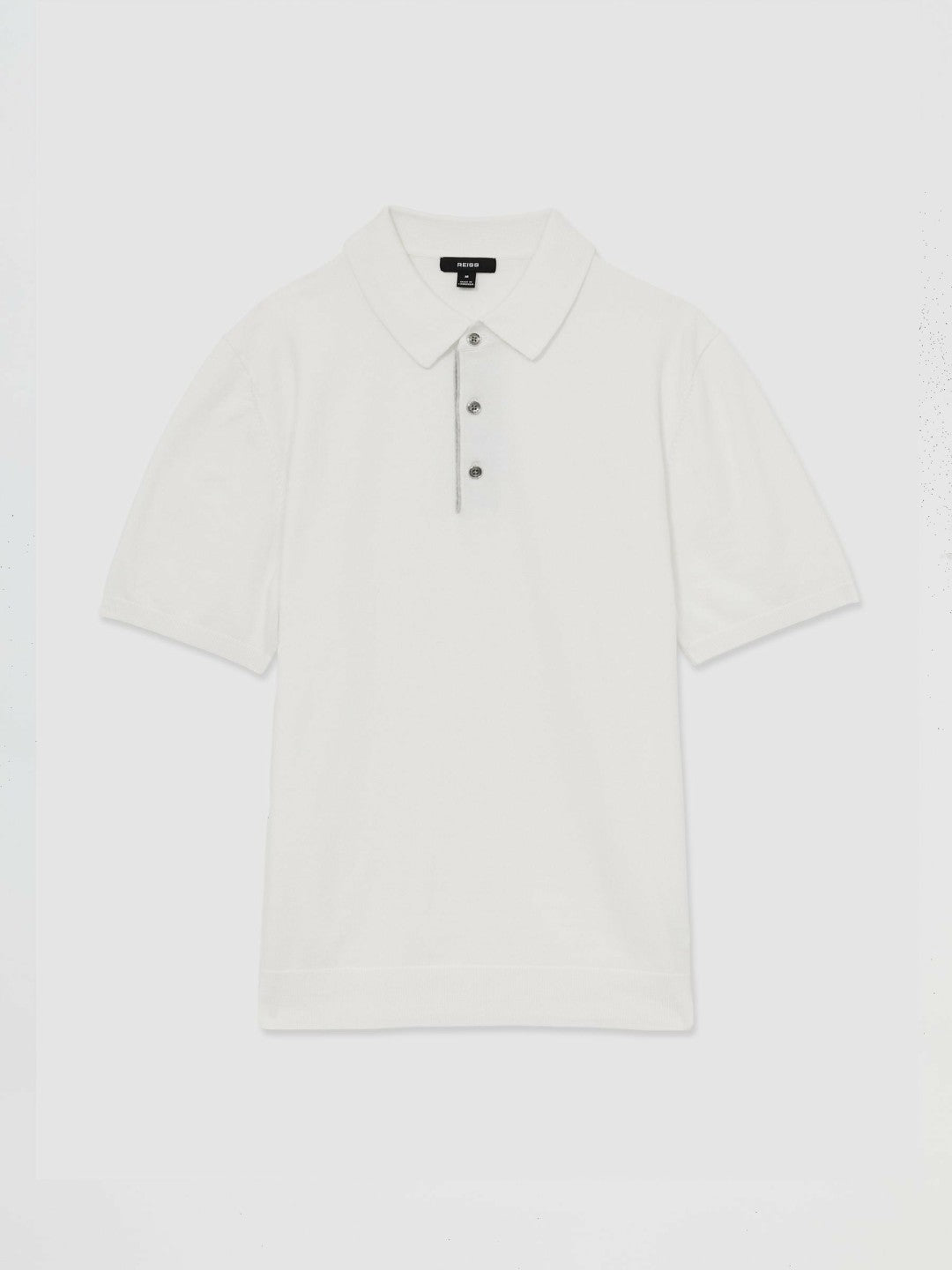 Men Contrast-Placket Polo Shirt With Cotton in White