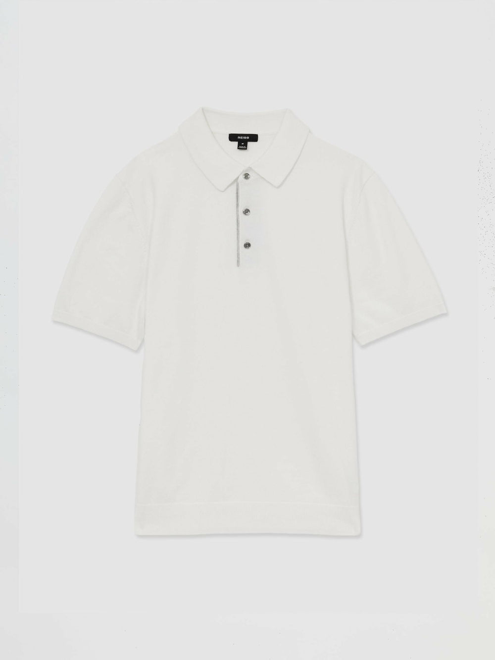 Men Contrast-Placket Polo Shirt With Cotton in White