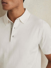Men Contrast-Placket Polo Shirt With Cotton in White