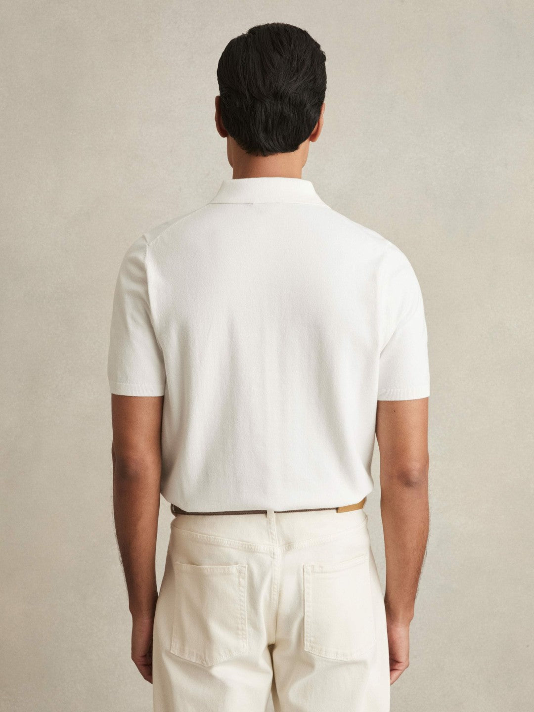 Men Contrast-Placket Polo Shirt With Cotton in White