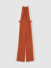 Women Colour-Block Rope-Cord Jumpsuit in Orange