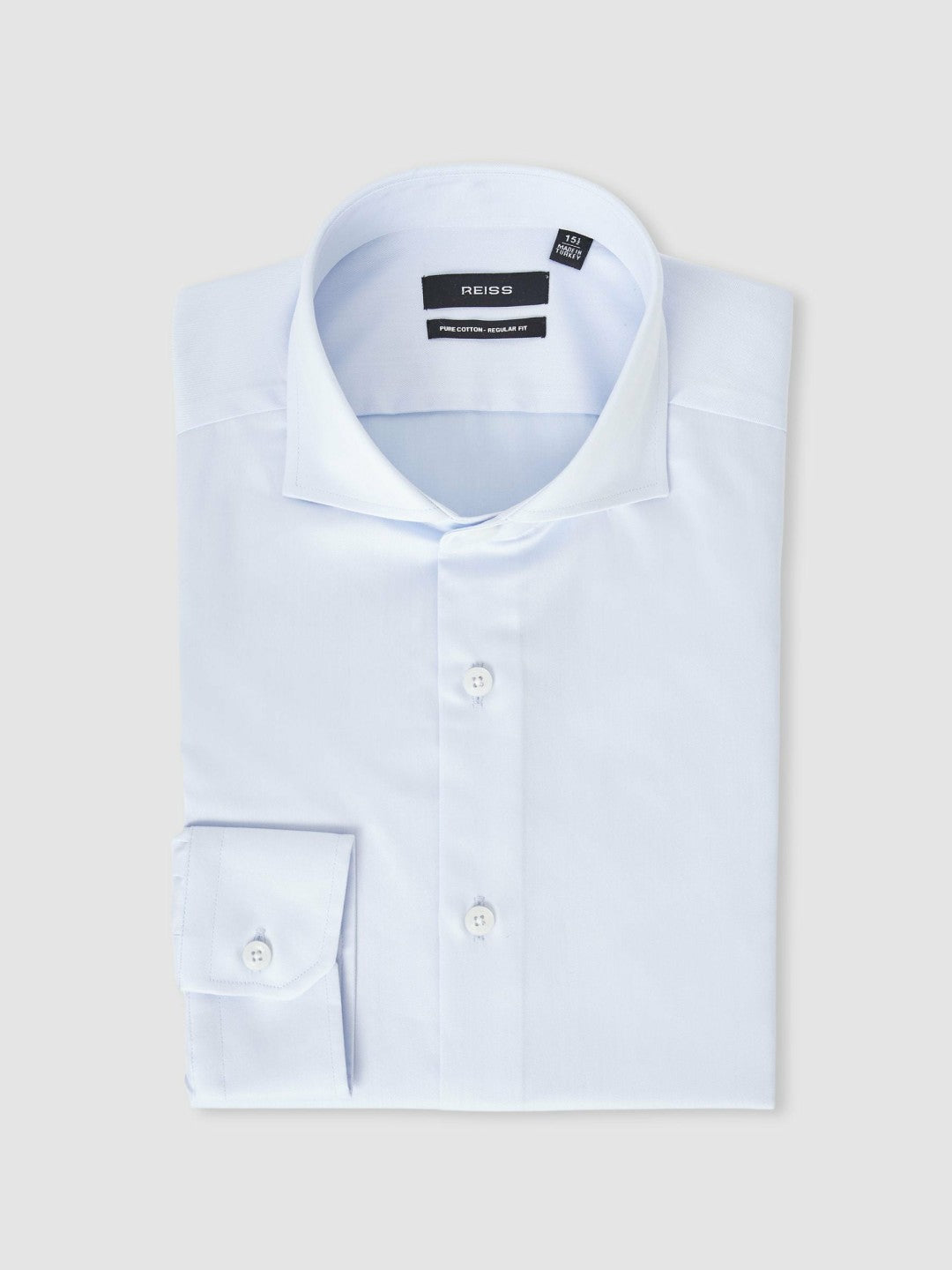 Men Regular Fit Cotton-Twill Two-Fold Shirt Slim-Fit in Soft Blue