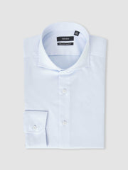 Men Regular Fit Cotton-Twill Two-Fold Shirt Slim-Fit in Soft Blue