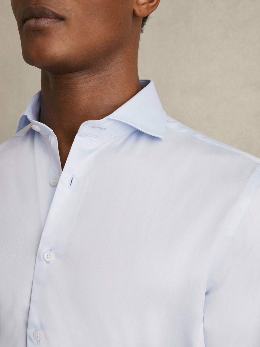 Men Regular Fit Cotton-Twill Two-Fold Shirt Slim-Fit in Soft Blue