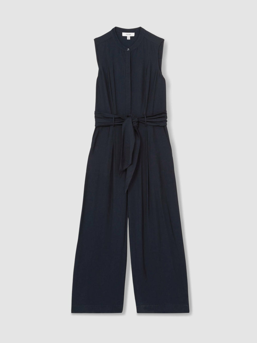 Women Wide-Leg Belted Jumpsuit in Navy
