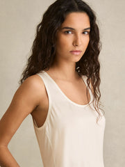 Women Silk-Front Cami Top in White