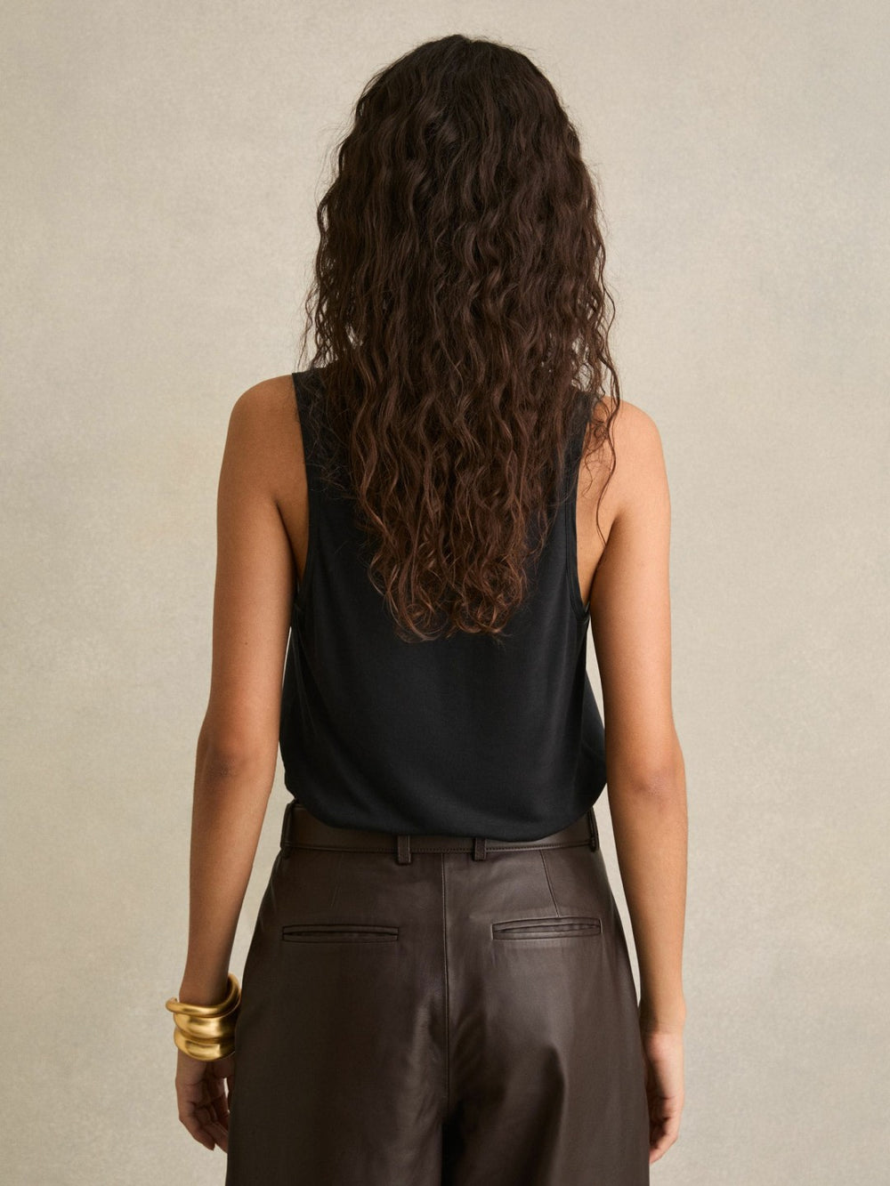 Women Silk-Front Cami Top in Black