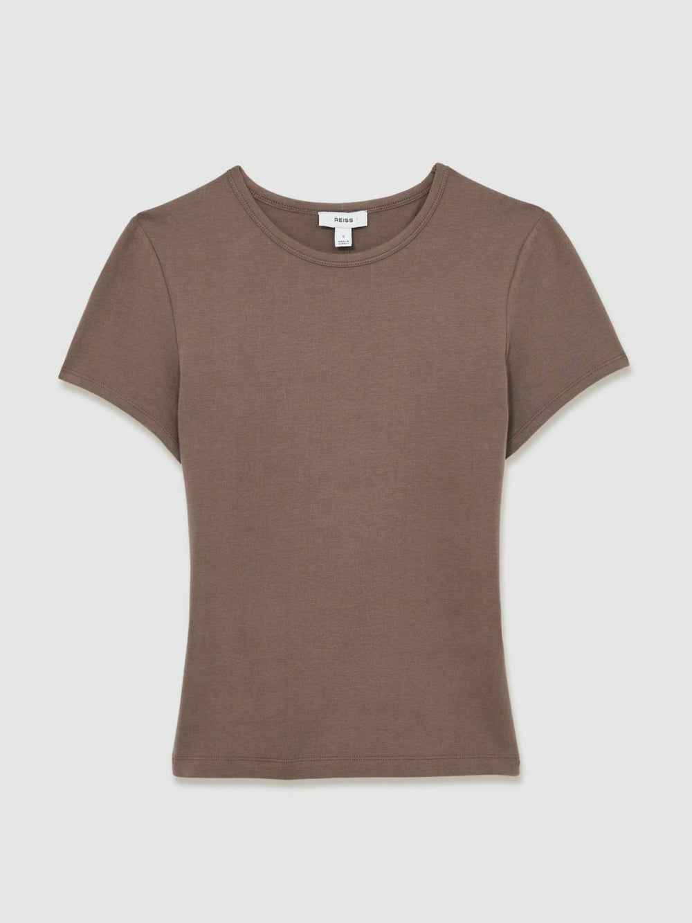 Women Stretch-Cotton Crew-Neck T-Shirt in Mink