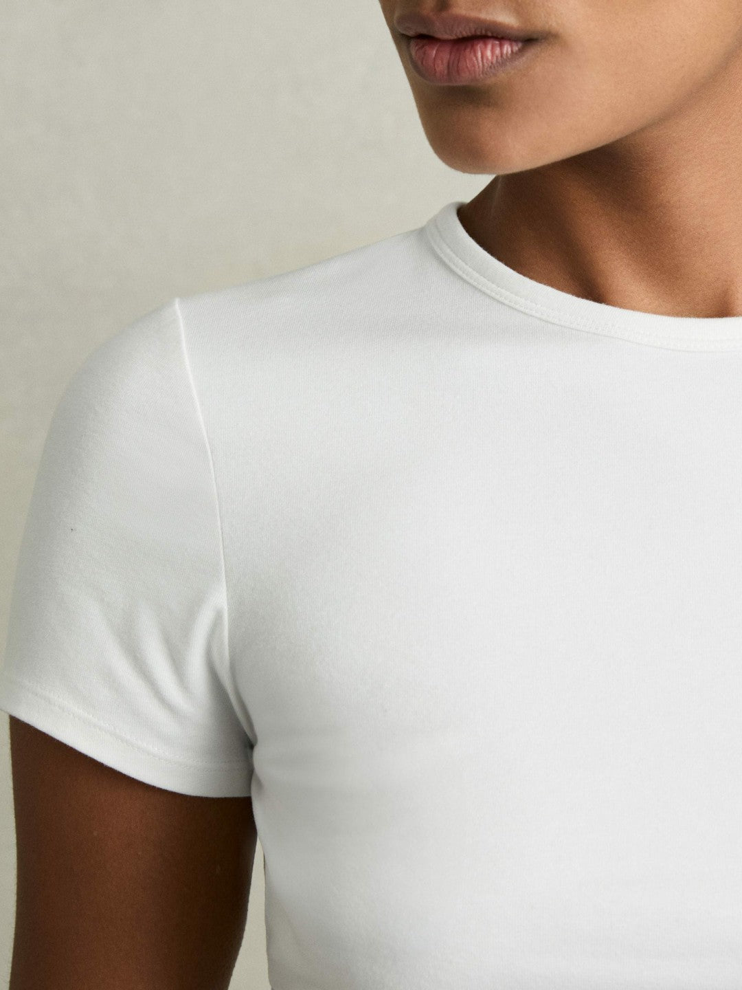Women Stretch-Cotton Crew-Neck T-Shirt in White