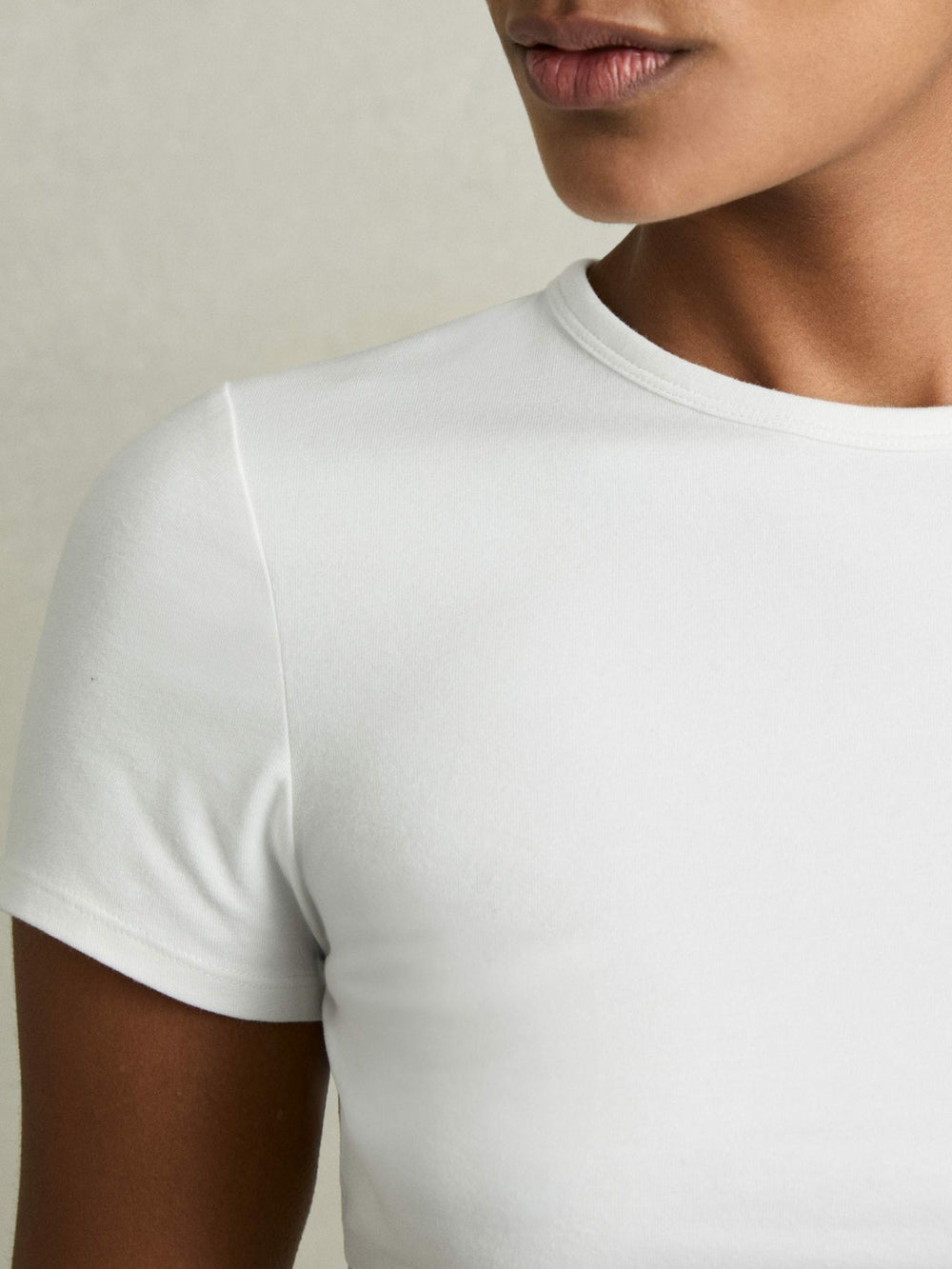 Women Stretch-Cotton Crew-Neck T-Shirt in White