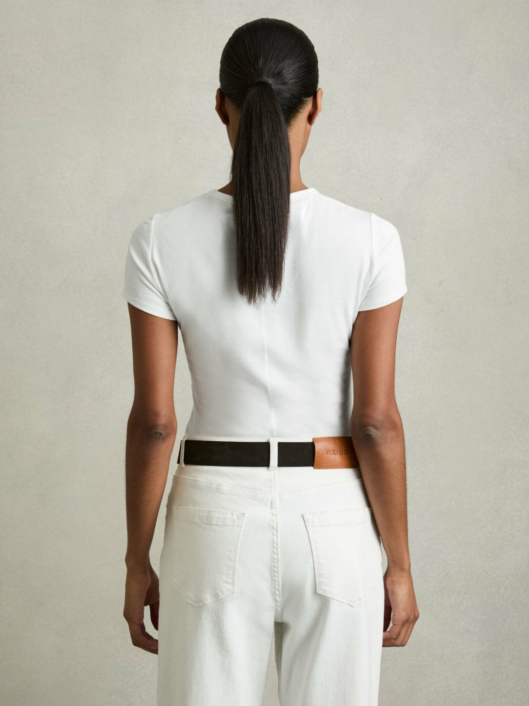 Women Stretch-Cotton Crew-Neck T-Shirt in White