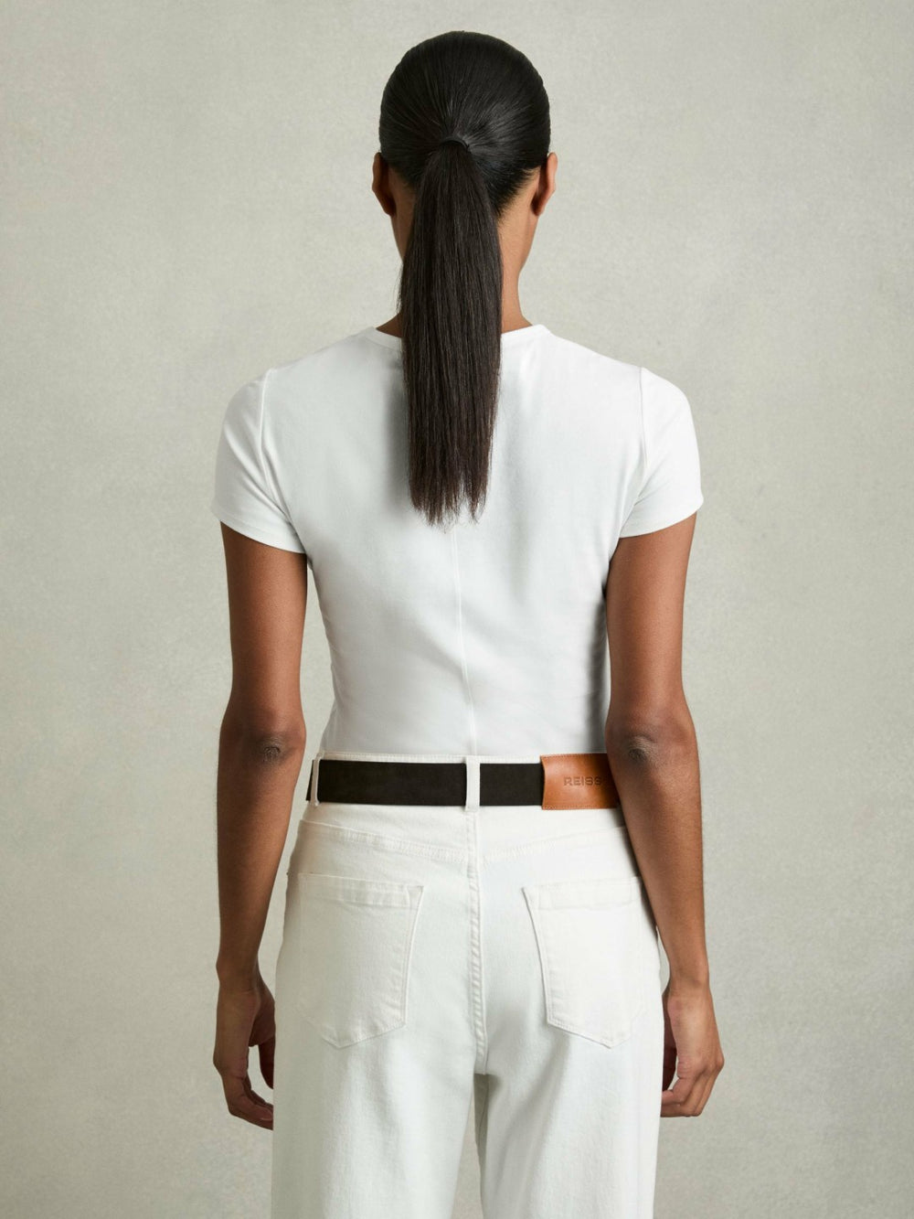 Women Stretch-Cotton Crew-Neck T-Shirt in White