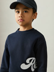 Children & Baby 3-9 yrs Cotton-Blend Logo Script Sweatshirt in Navy