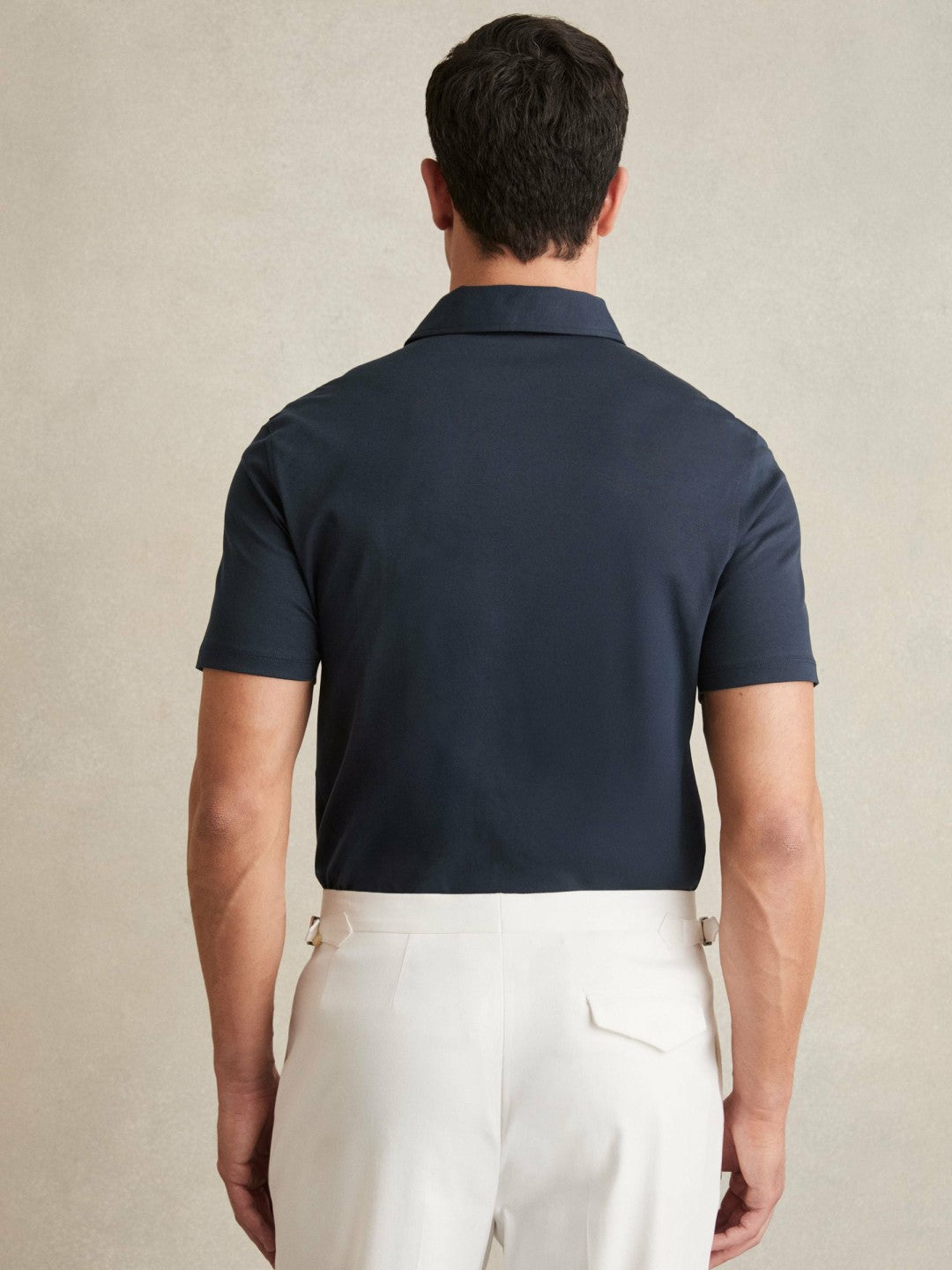 Men Cotton Short-Sleeve Polo Shirt in Navy