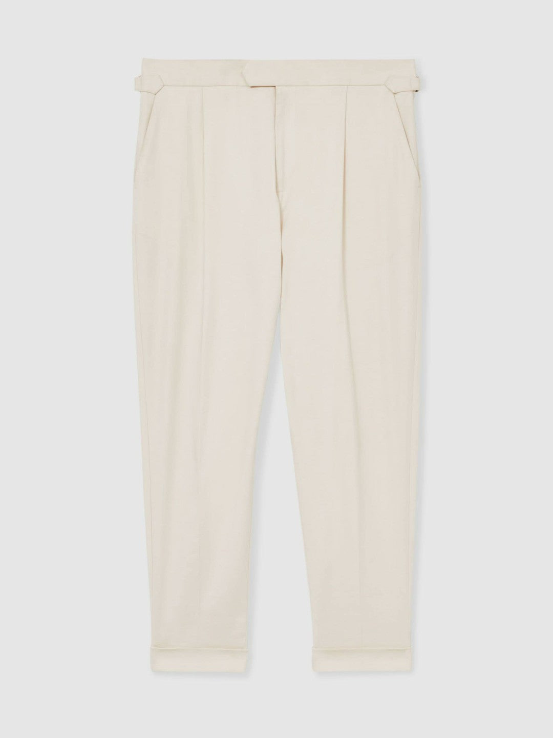Men Cotton-Blend Tapered Trousers in Stone