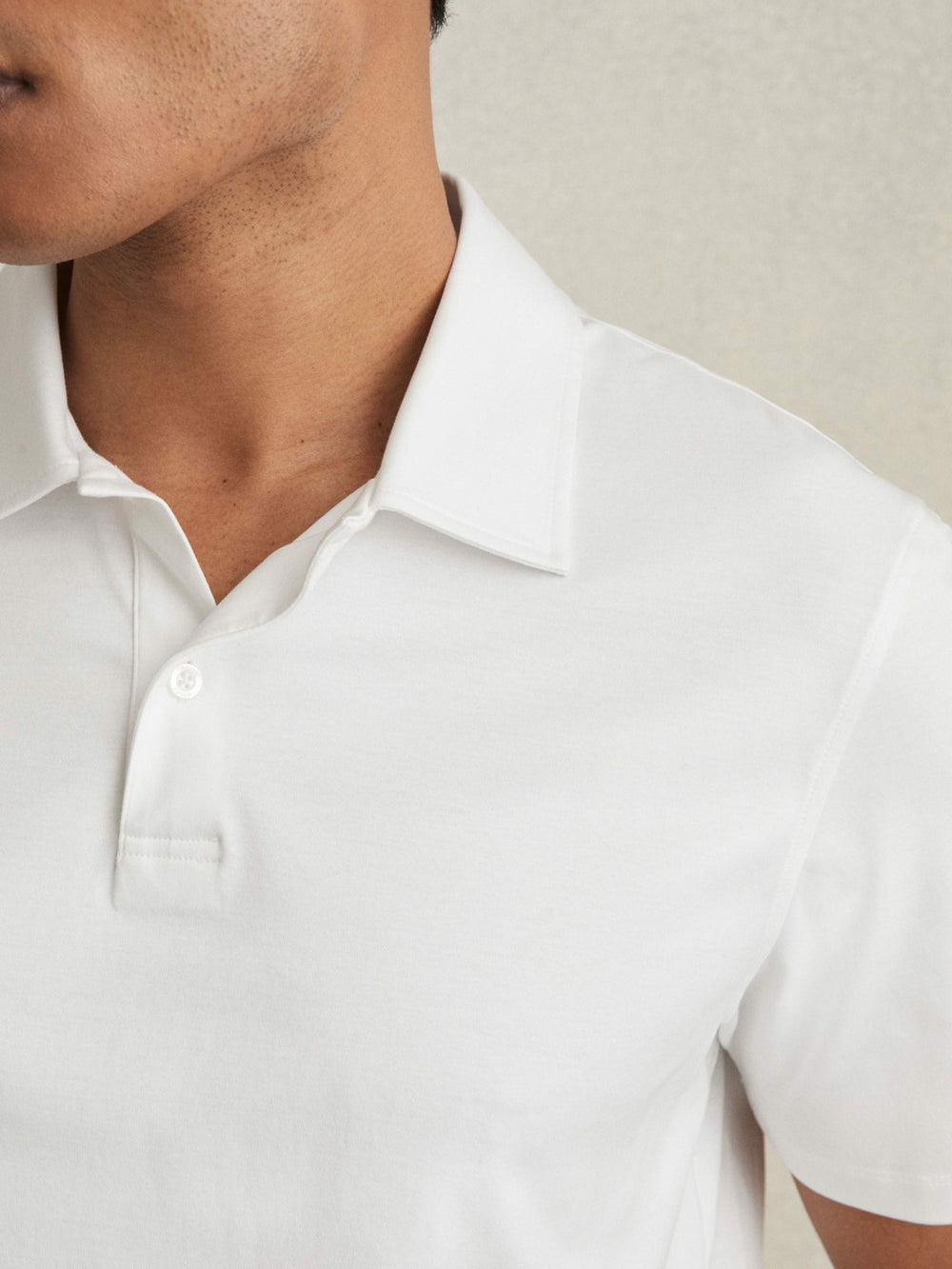 Men Cotton Short-Sleeve Polo Shirt in White