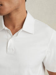 Men Cotton Short-Sleeve Polo Shirt in White