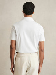 Men Cotton Short-Sleeve Polo Shirt in White
