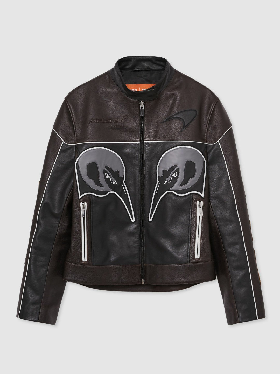 Men McLaren F1 Team Leather Biker Jacket in Black