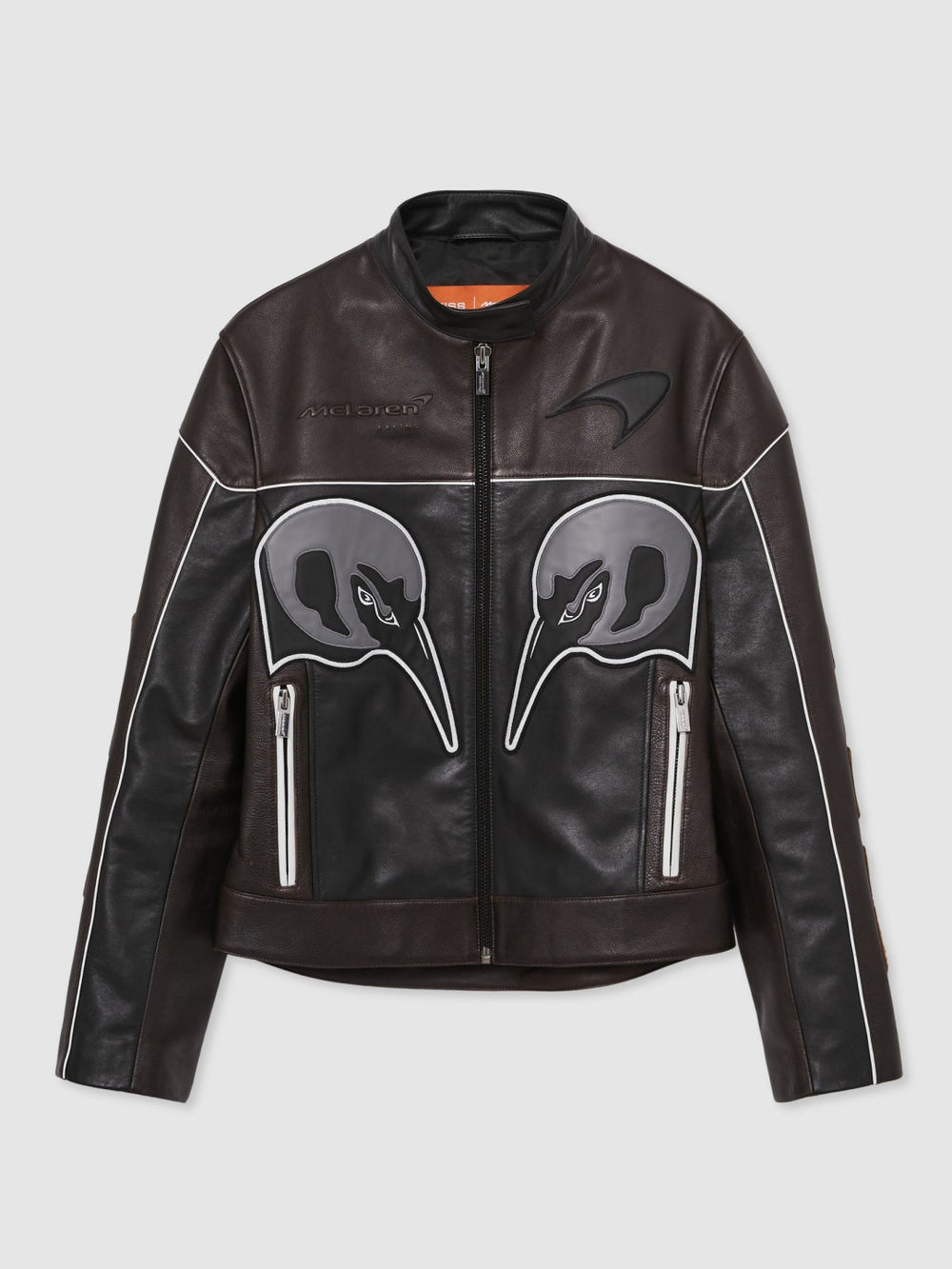 Men McLaren F1 Team Leather Biker Jacket in Black