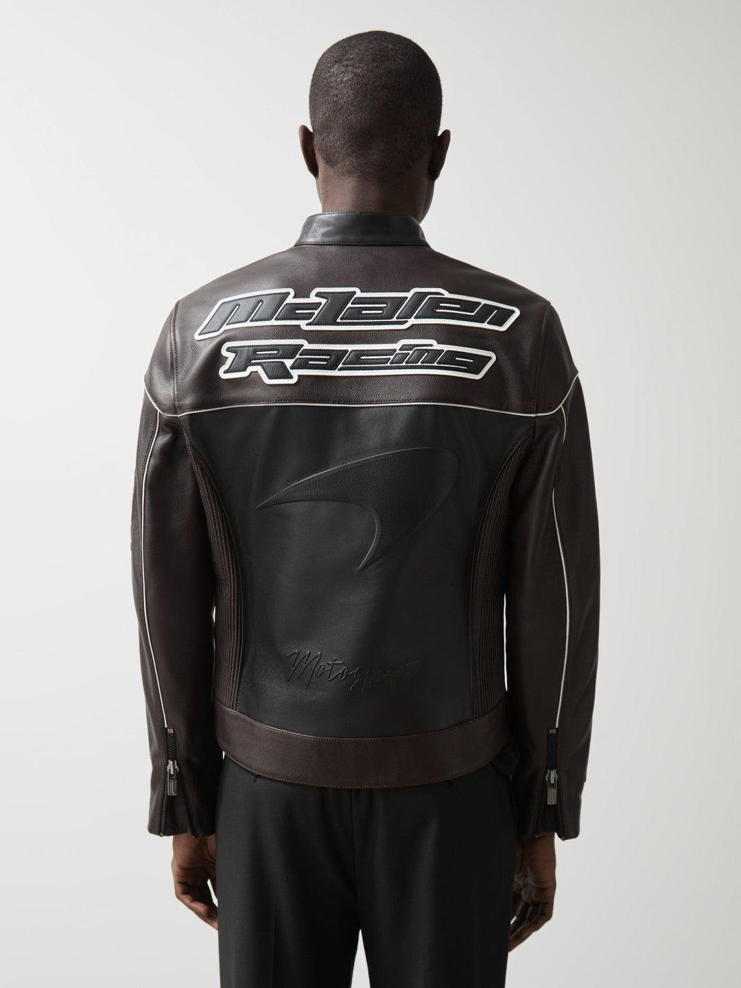 Men McLaren F1 Team Leather Biker Jacket in Black
