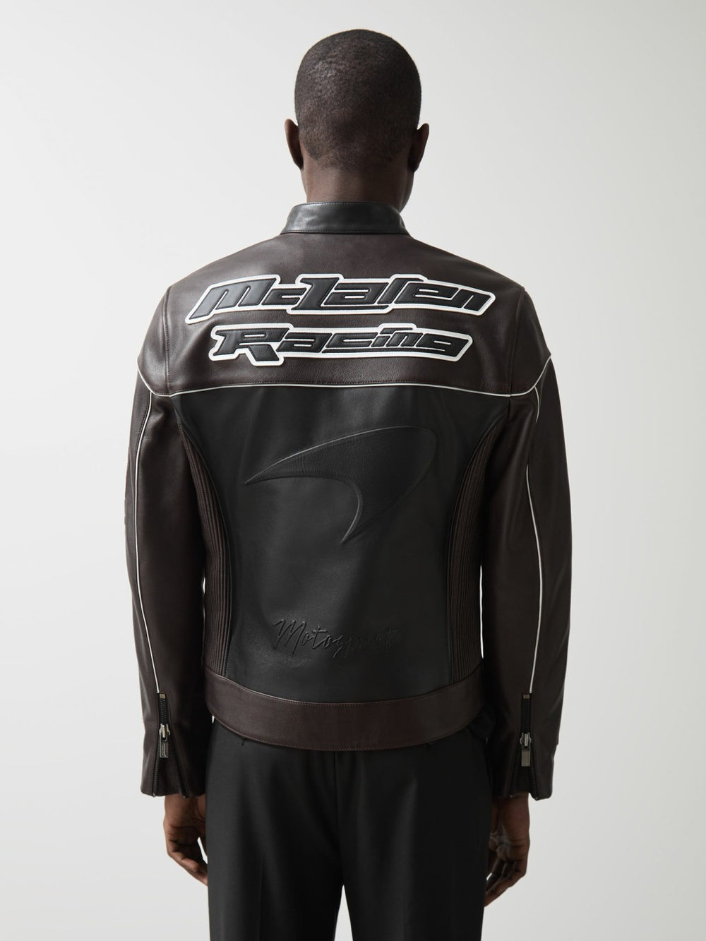 Men McLaren F1 Team Leather Biker Jacket in Black