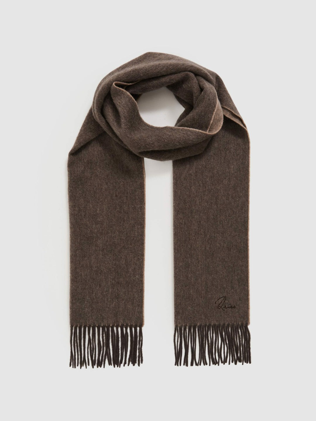 Men Wool and Cashmere Scarf in Taupe