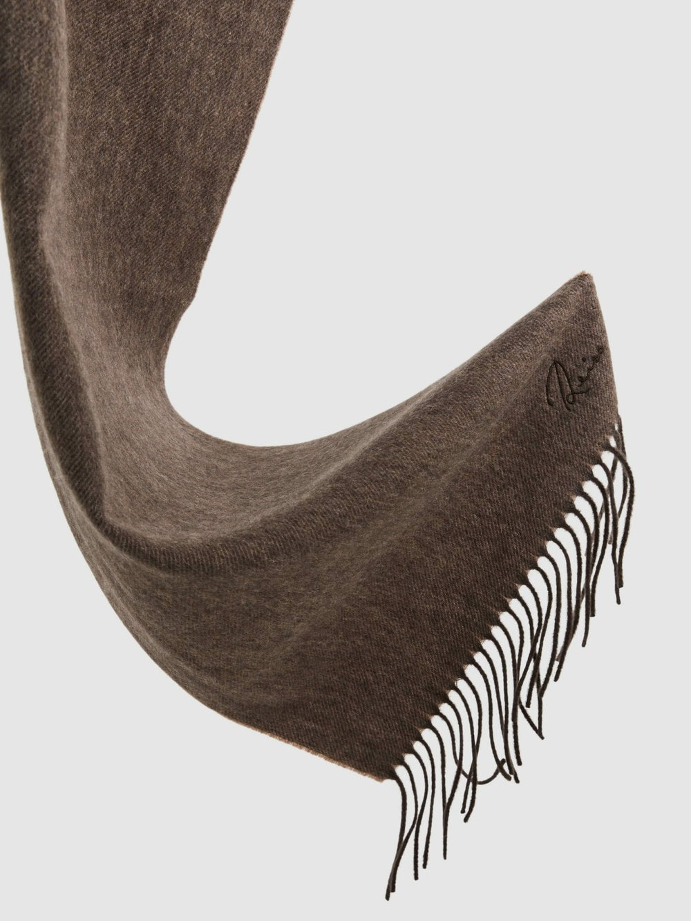 Men Wool and Cashmere Scarf in Taupe