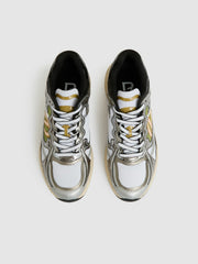 Men Overlay Logo Running Trainers in Gunmetal/Black