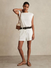 Women Linen Shorts in White